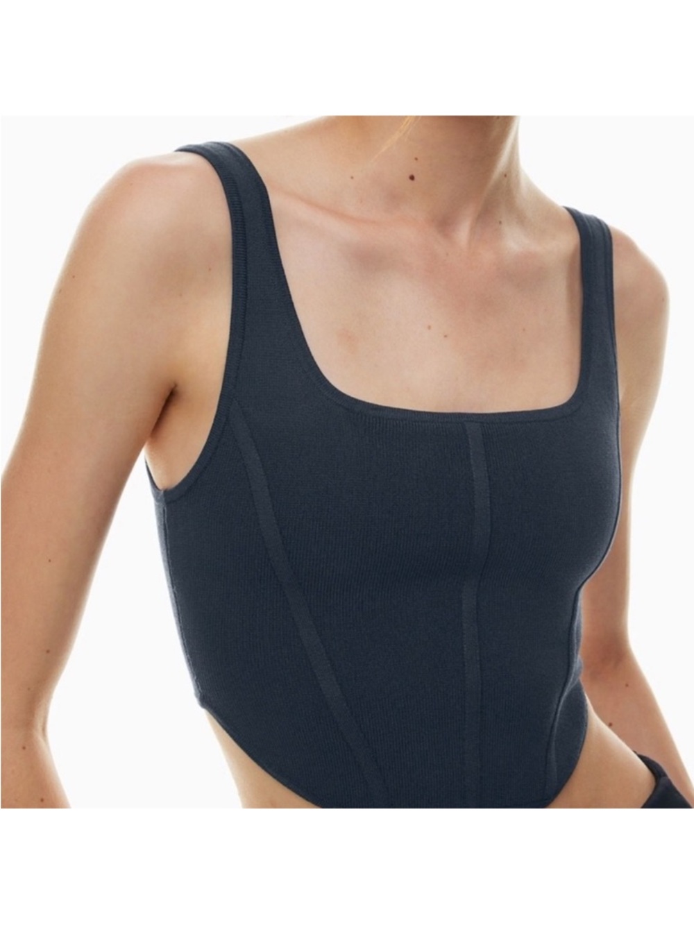 Babaton Charcoal Square-Neck Cropped Tank - Picture 2 of 7